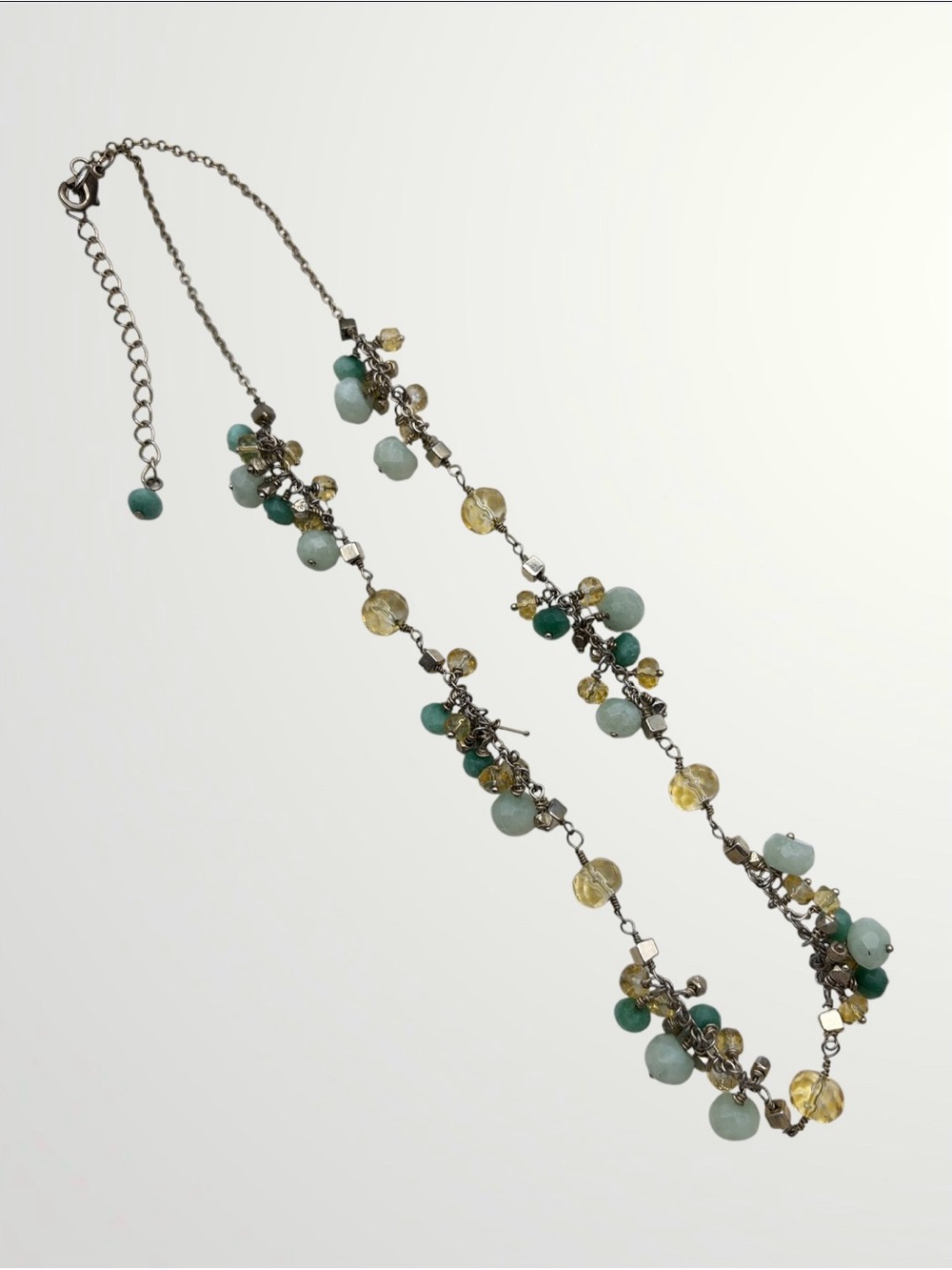 Semi-precious Stone and Cut Glass Charm Necklace